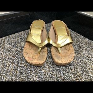 Gold and Cork Christian Louboutin Wedge Sandals